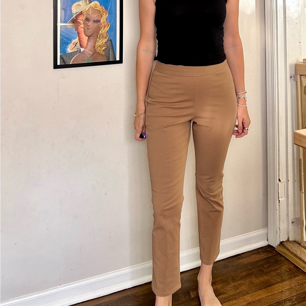 Theory khaki slim crop pant